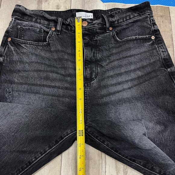 Loft Destructed High Rise Straight Crop Jeans in Washed Black Size 6 / 28 - Picture 12 of 16